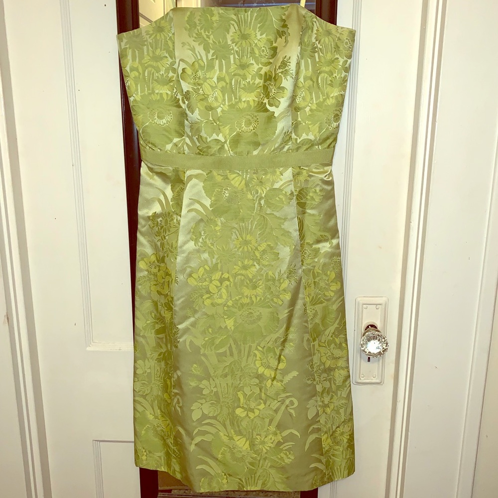Ann Taylor cotton silk green strapless dress sz 4